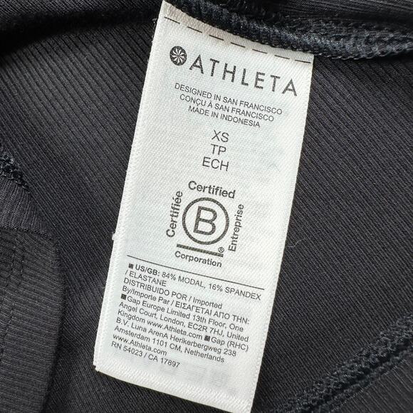 Athleta Top Womens XS Black Signature Rib Henley Modal Commute Lounge Travel New - Picture 6 of 10